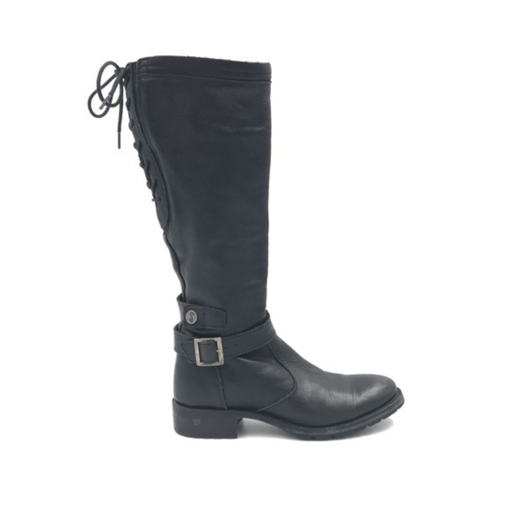Sonora Black Leather Lace Up Back Tall Riding Boots size 6 B